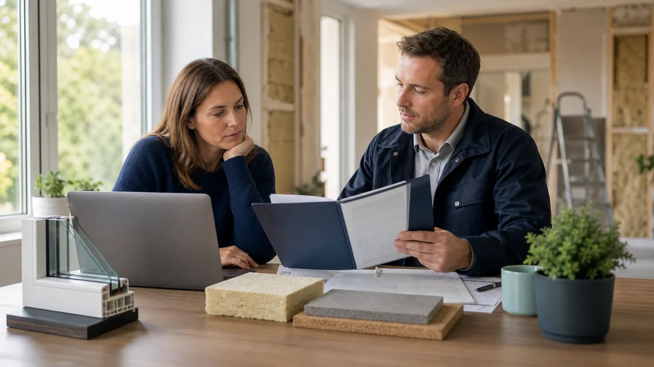 Cliente vérifiant la qualification RGE d’un artisan avant ses travaux