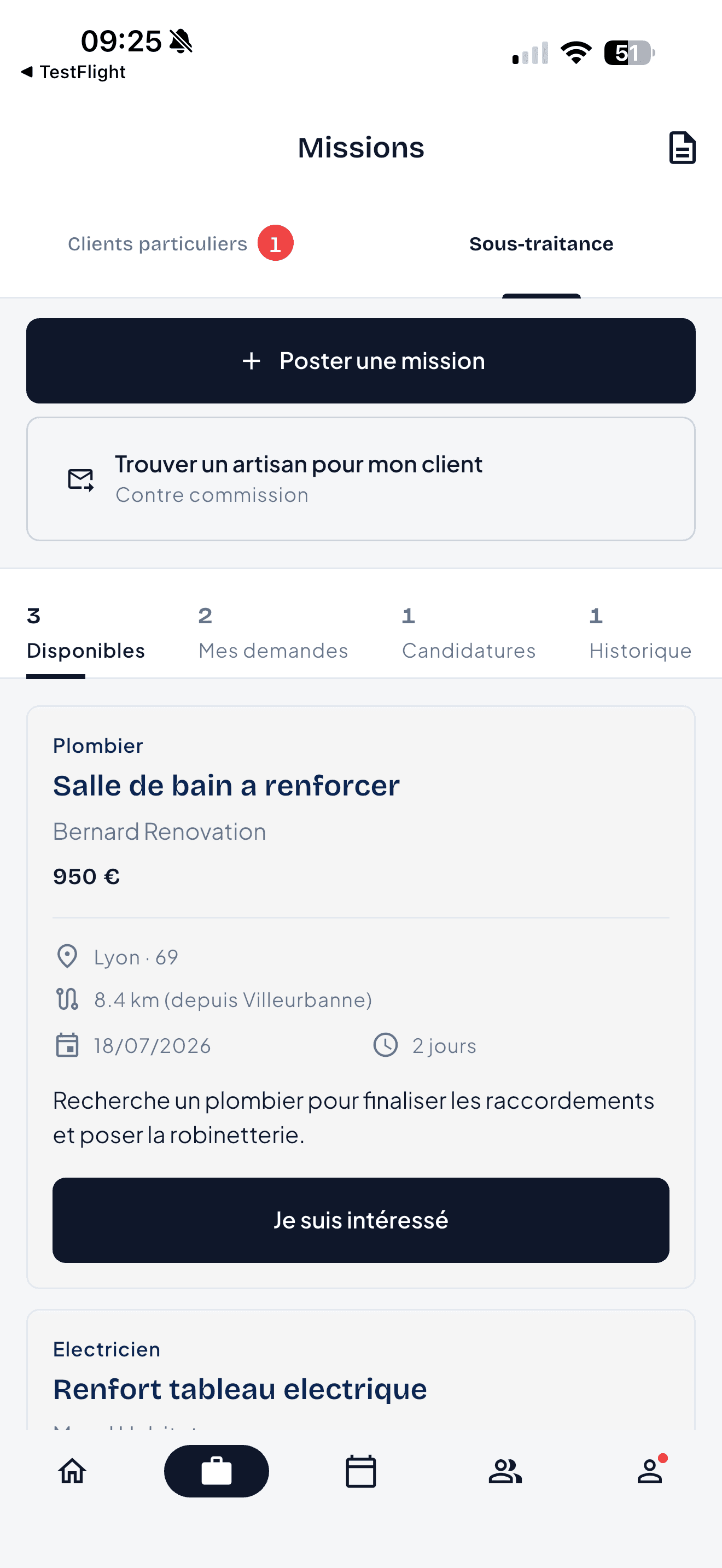 Missions de sous-traitance iciArtisan Pro : besoin, budget, lieu et durée du chantier