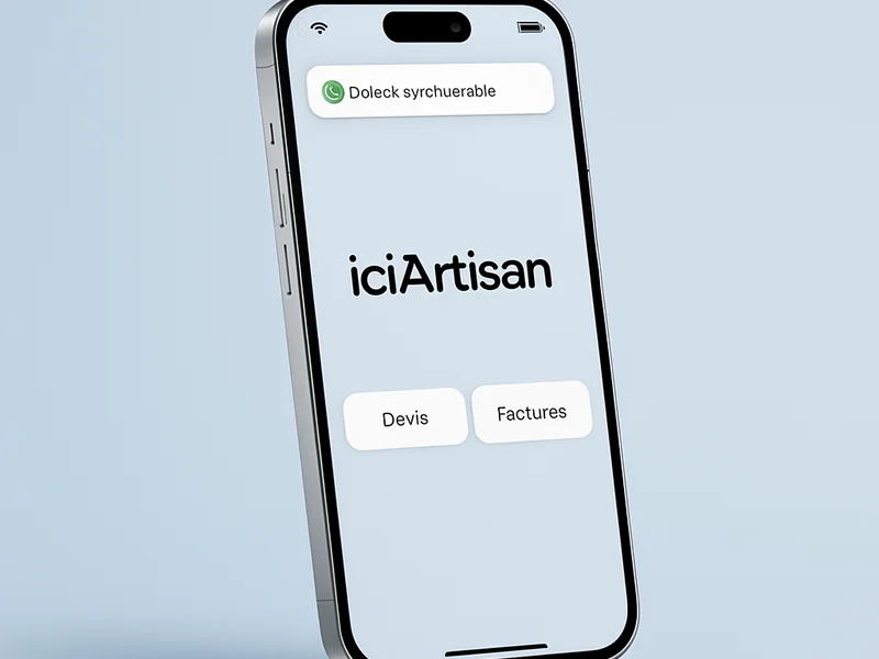 iPhone iciArtisan en mode avion synchronisant les devis créés hors ligne